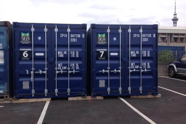 20 foot shipping containers at Auckland depot.