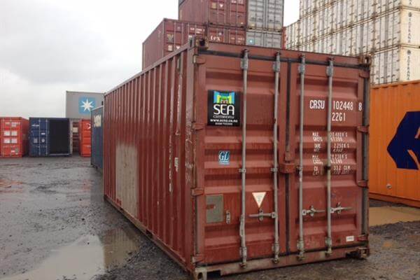 Brown shipping container available in Dunedin, South Island