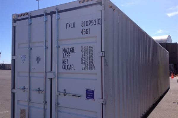 White 40 ft shipping container available for sale & hire