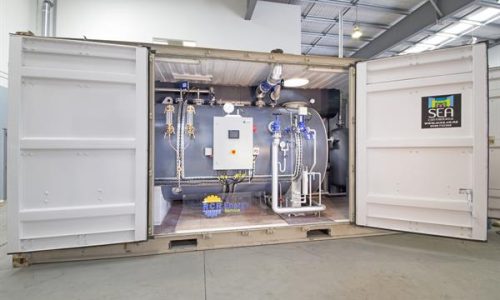 Plant room equipment installed inside modified shipping container